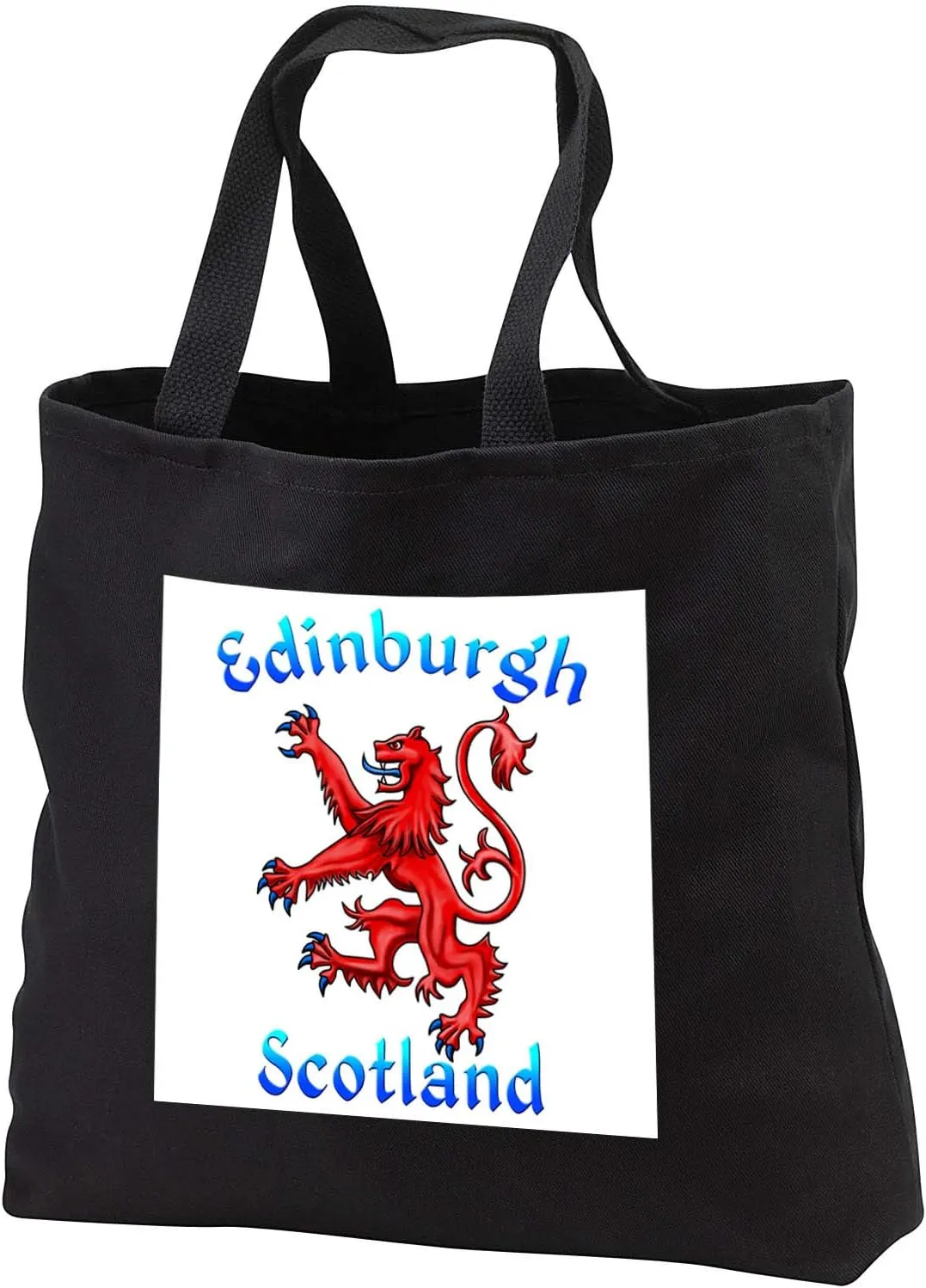 Black Tote Bag JUMBO 20w x 15h x 5d - Classic red Scottish Lion Rampant souvenir for Edinburgh Scotland. Creative Studios – Scotland