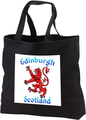 Black Tote Bag JUMBO 20w x 15h x 5d - Classic red Scottish Lion Rampant souvenir for Edinburgh Scotland. Creative Studios – Scotland