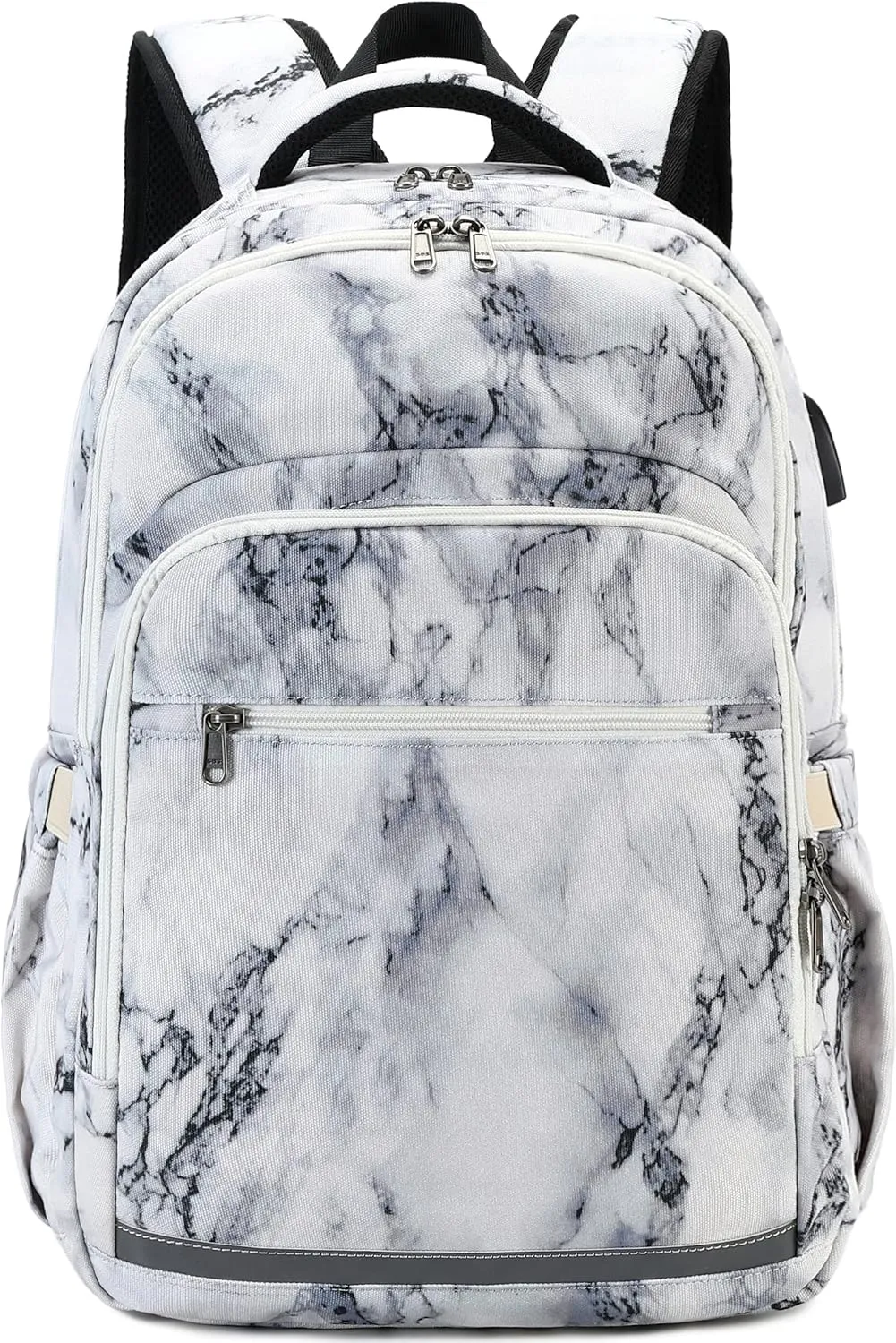 Bluboon Backpack for Women 15.6 Inch Laptop Bookbag College Bag with USB Port (Marble White)