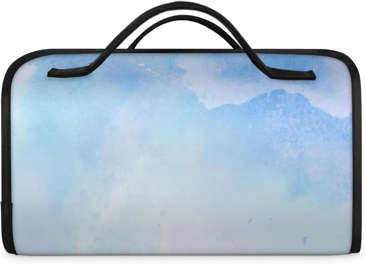 Blue Design Toiletry Bag Water Proof Travel Makeup Case Large Capacity 4 in 1 Foldable Cosmetics Storage for Women Men Removable Zipper Clear PVC Pockets