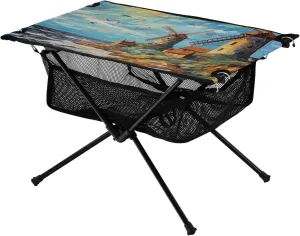 Bolaz Outdoor Folding Portable Picnic Camping Table-Seagulls and Lighthouses4,Storage Mesh for Camping Gear Accessories, Hiking, Mountaineering, Outdoor Travel