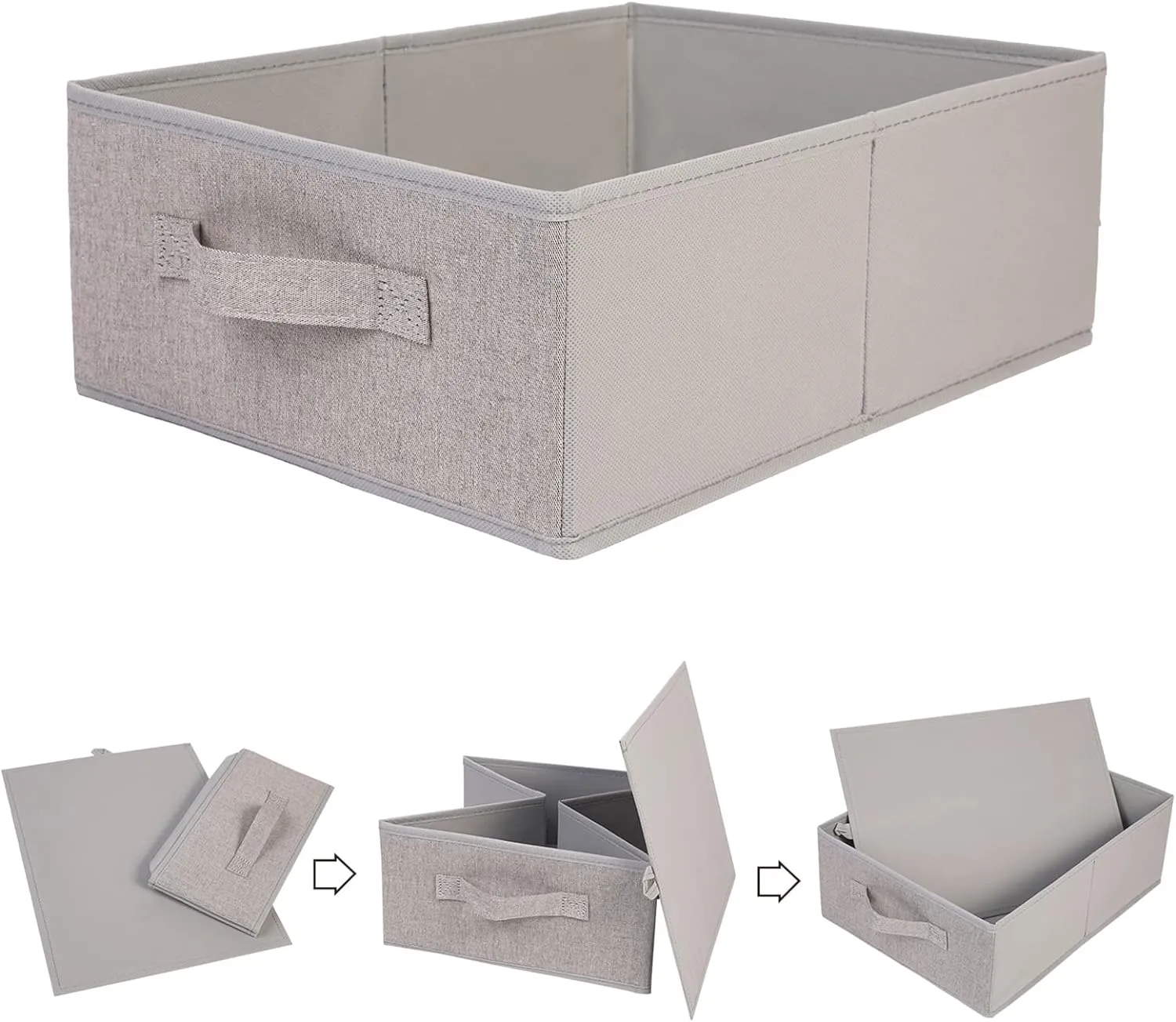 BOMKEE Clothings Collapsible Storage Bins, Foldable Drawer Organizers Closet Storage Baskets Cube Storage Bin for Bedroom Living Room (4 Pack, Grey, 15.4x11.4x5.5inch)