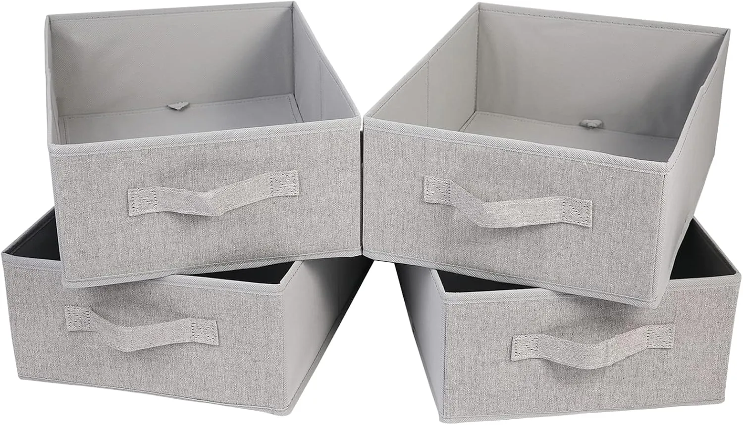 BOMKEE Clothings Collapsible Storage Bins, Foldable Drawer Organizers Closet Storage Baskets Cube Storage Bin for Bedroom Living Room (4 Pack, Grey, 15.4x11.4x5.5inch)