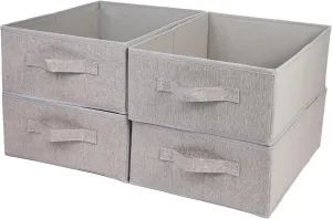 BOMKEE Clothings Collapsible Storage Bins, Foldable Drawer Organizers Closet Storage Baskets Cube Storage Bin for Bedroom Living Room (4 Pack, Grey, 15.4x11.4x5.5inch)