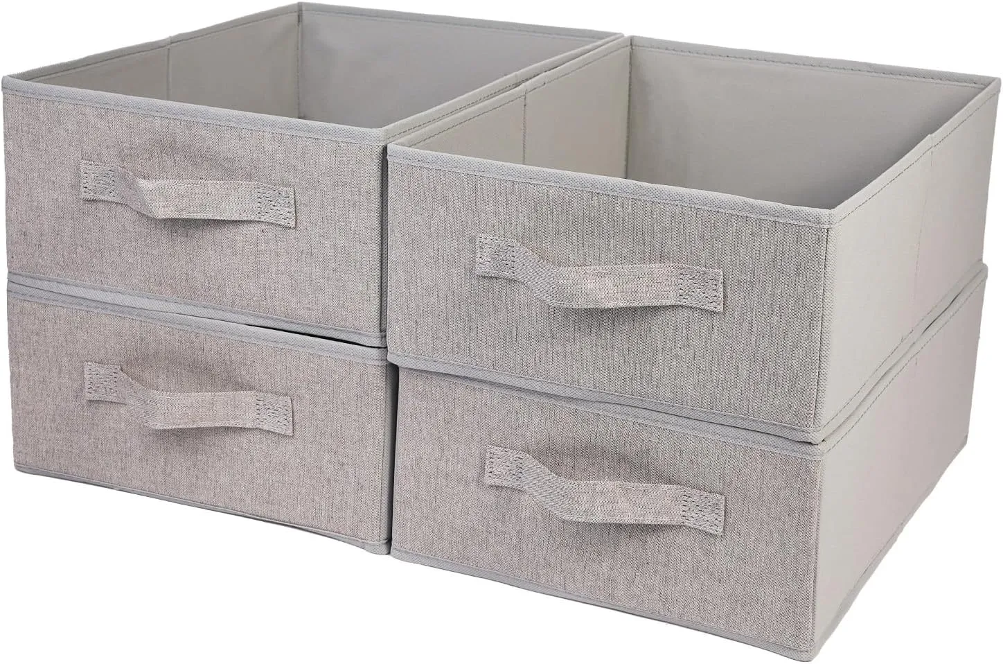 BOMKEE Clothings Collapsible Storage Bins, Foldable Drawer Organizers Closet Storage Baskets Cube Storage Bin for Bedroom Living Room (4 Pack, Grey, 15.4x11.4x5.5inch)