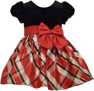 Bonnie Jean Girl's Christmas Dress - Holiday Plaid Dress for Baby, Toddler and Little Girls