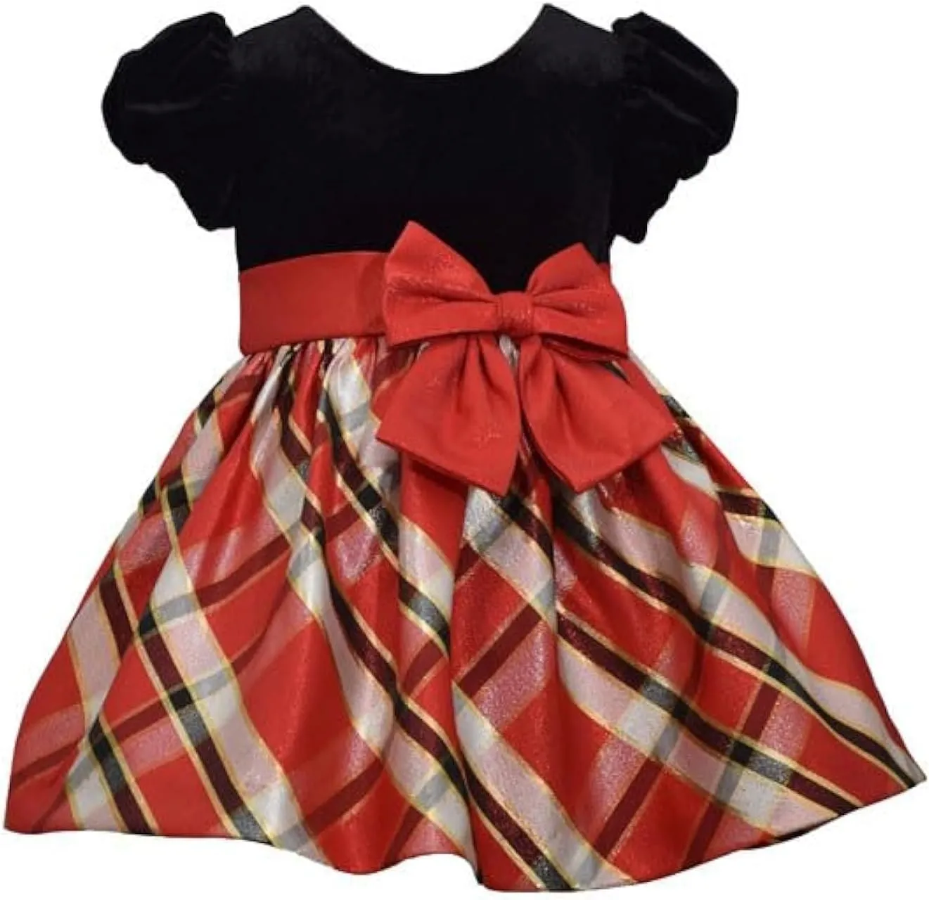 Bonnie Jean Girl's Christmas Dress - Holiday Plaid Dress for Baby, Toddler and Little Girls