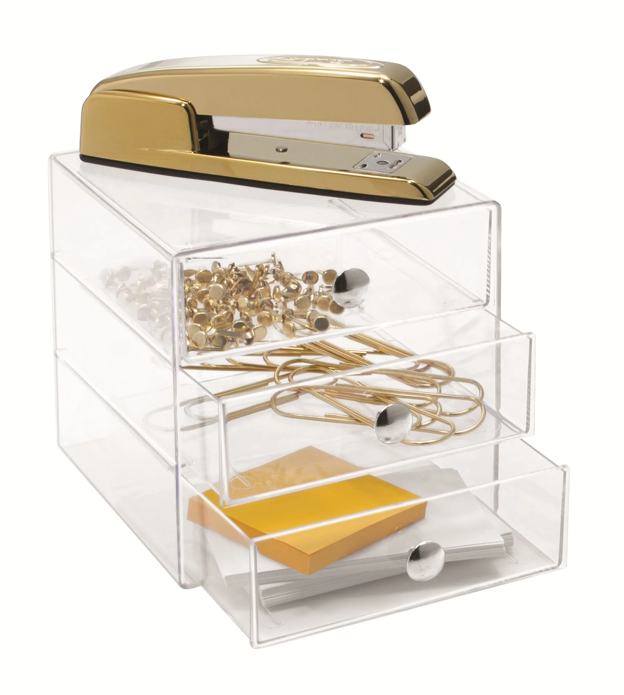 BPA-Free Plastic 3-Drawer Vanity Organizer - Clear