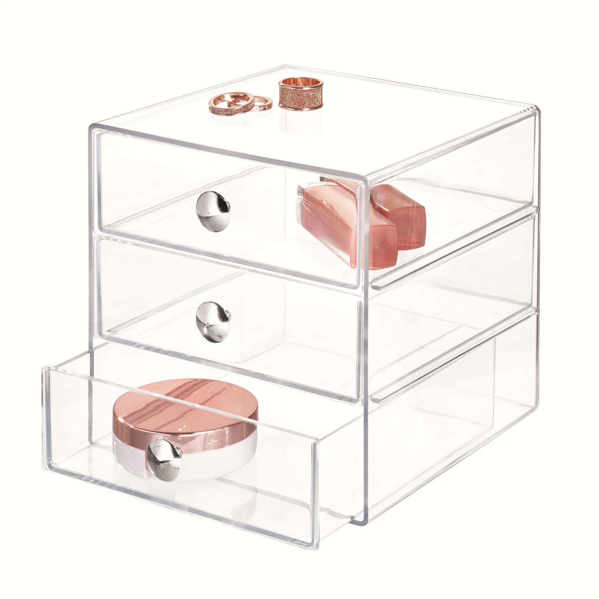 BPA-Free Plastic 3-Drawer Vanity Organizer - Clear