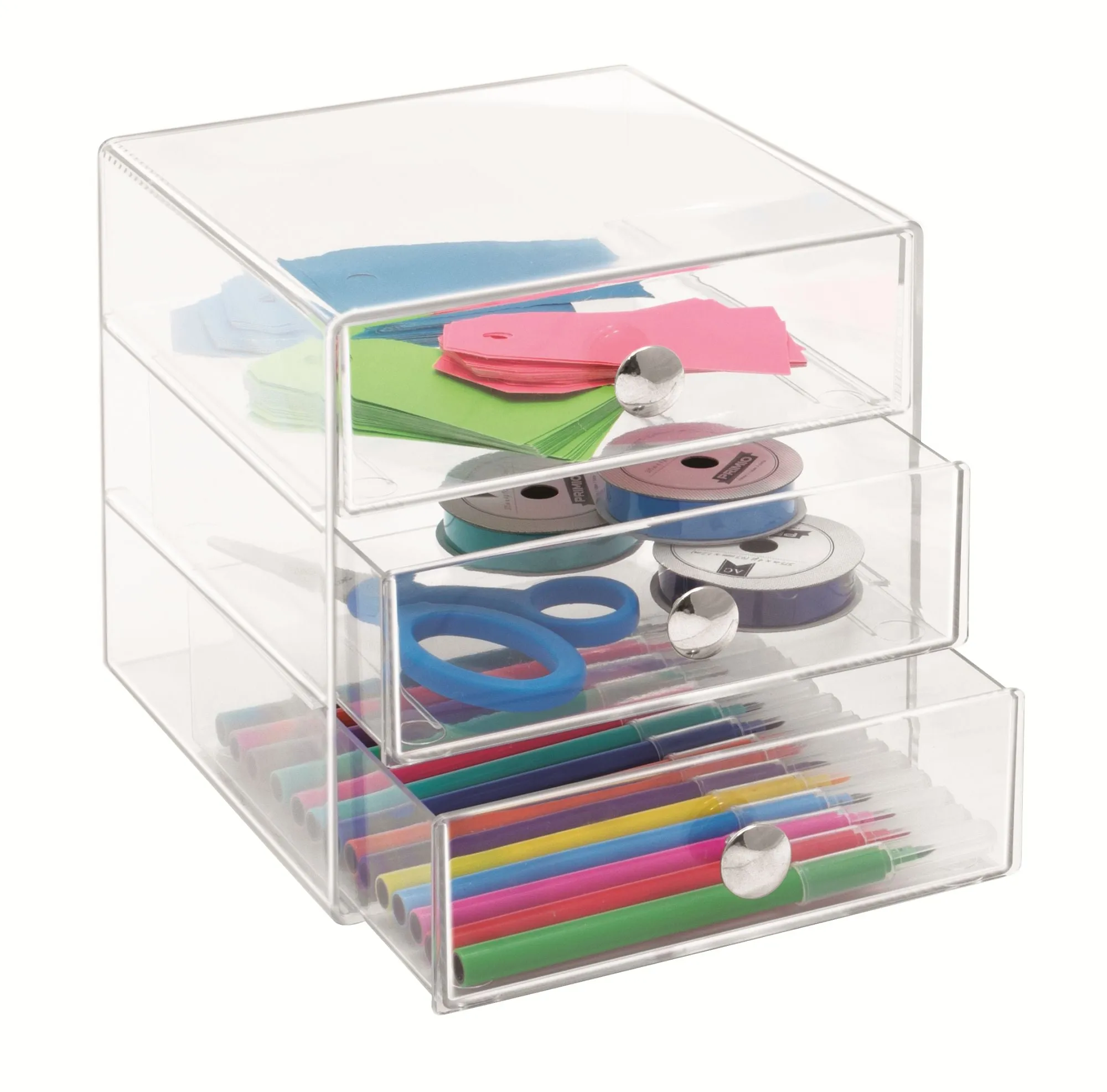 BPA-Free Plastic 3-Drawer Vanity Organizer - Clear