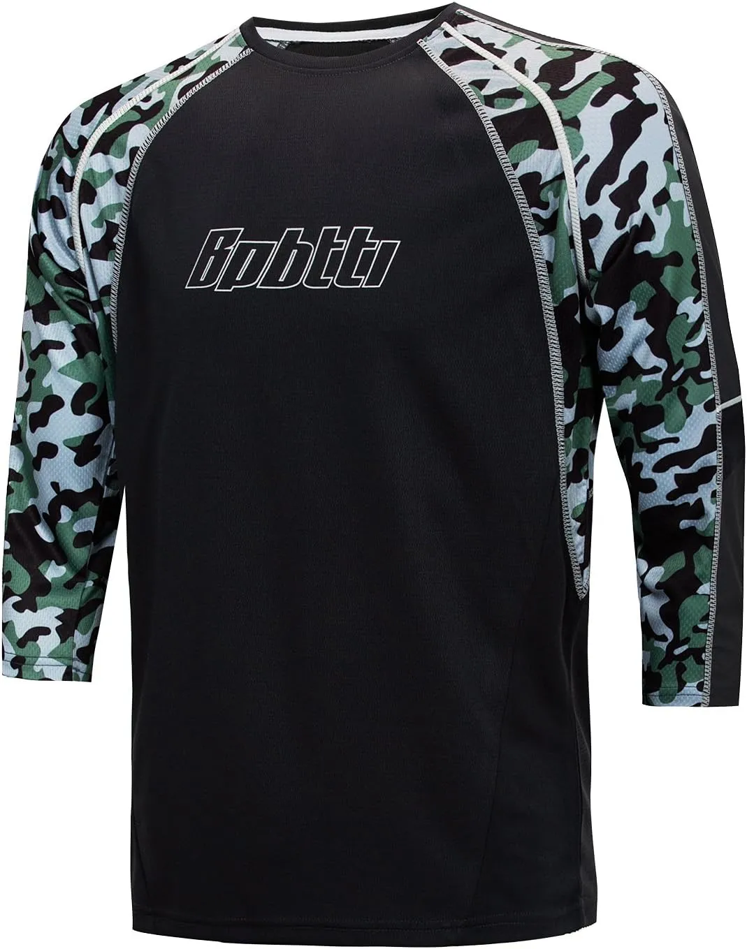 bpbtti Men's Mountain Bike Jersey 3/4 Sleeve Downhill MTB Shirts Loose Fitting Cycling Shirt UPF Bicycle Top UPF50 