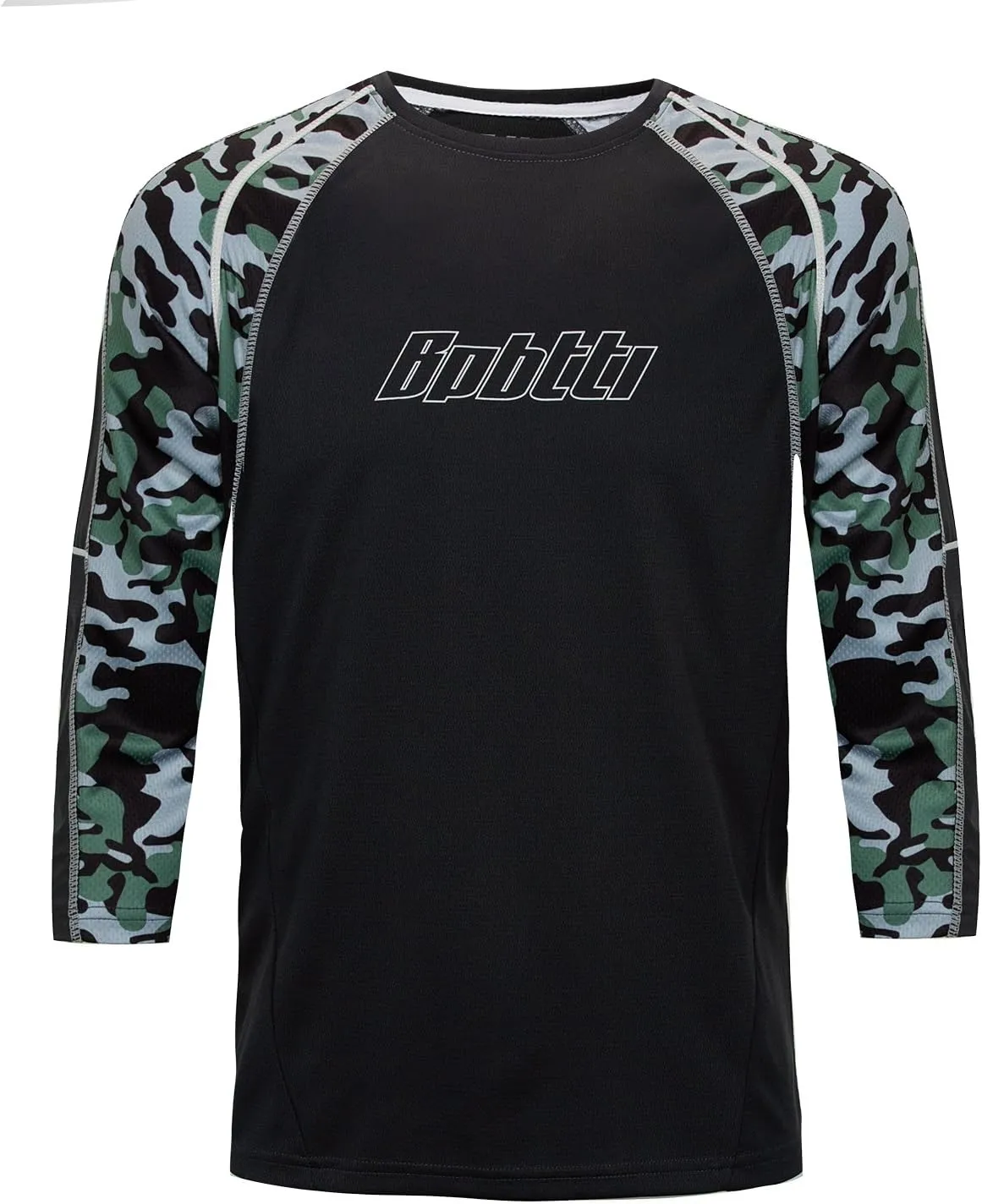 bpbtti Men's Mountain Bike Jersey 3/4 Sleeve Downhill MTB Shirts Loose Fitting Cycling Shirt UPF Bicycle Top UPF50 