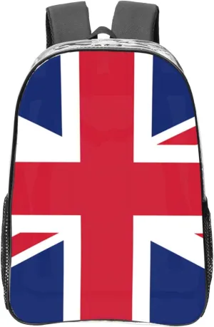 British Flag Transparent Backpack-16-Inch Pvc Clear Backpack With Side Pockets,Black