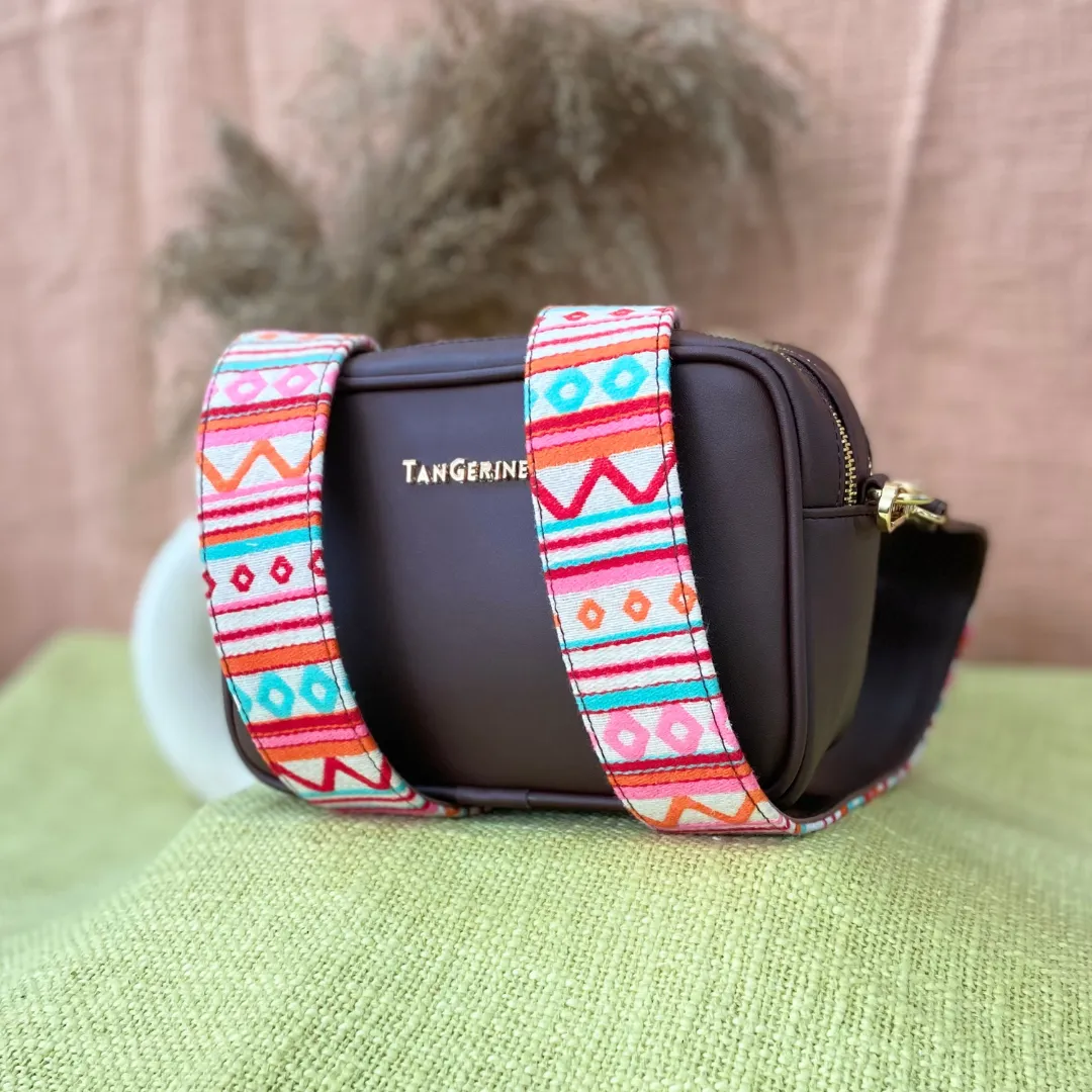 Brown Dual Compartment Sling Bag with Boho Belt   Mini Wallet