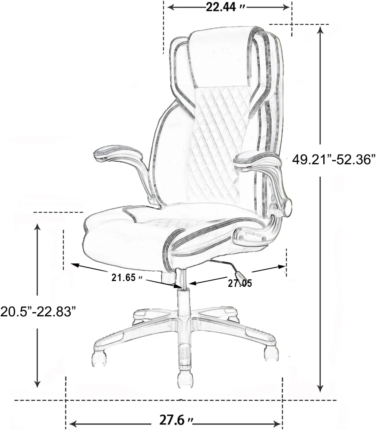 Brown Leather Office Chair with Flip up Arms, High Back Ergonomic Executive Office Chairs with Wheels, 90-120° Rocking Office Desk Chair with Lumbar Support, Swivel Task Chairs