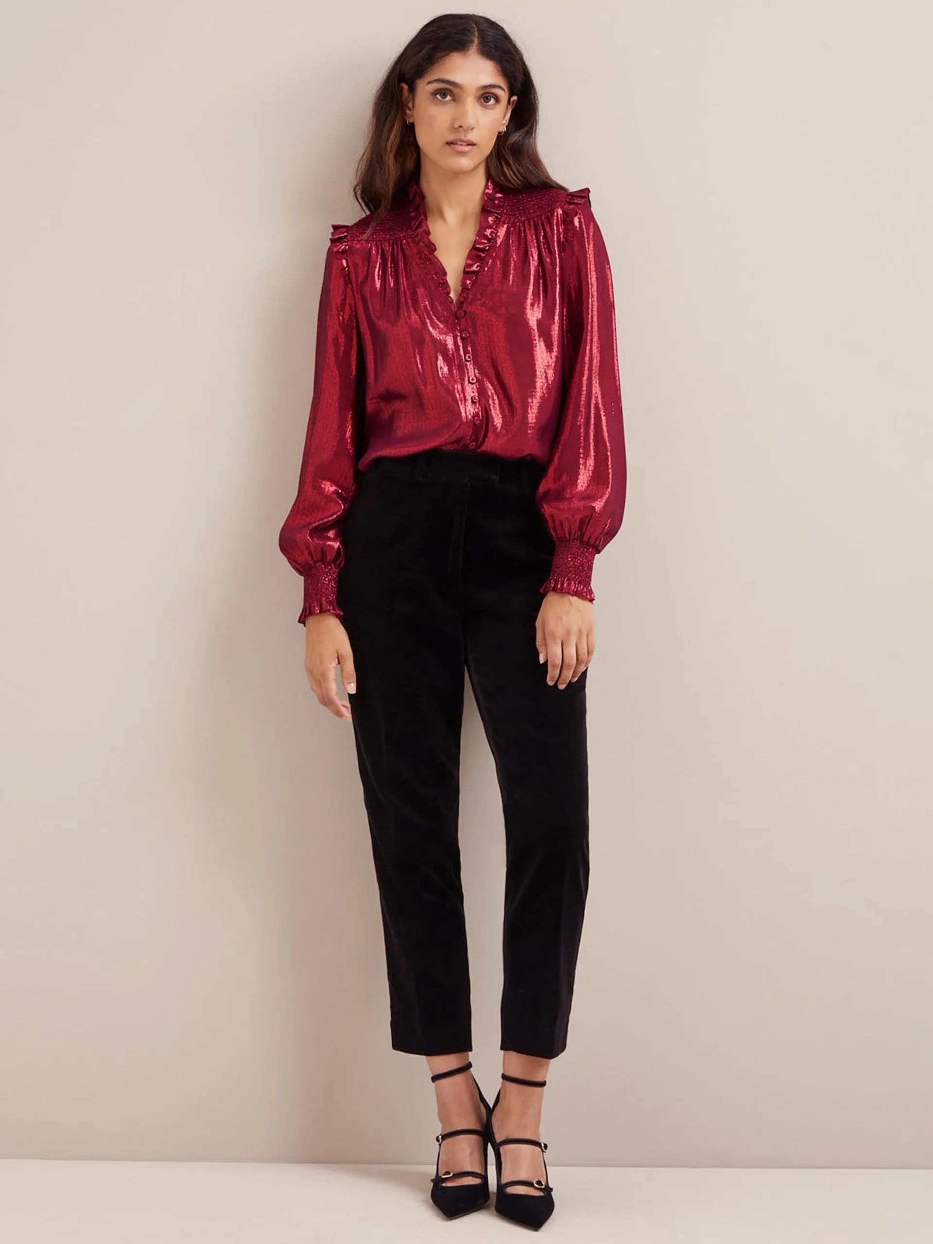 Burgundy Stella silk blend shirt