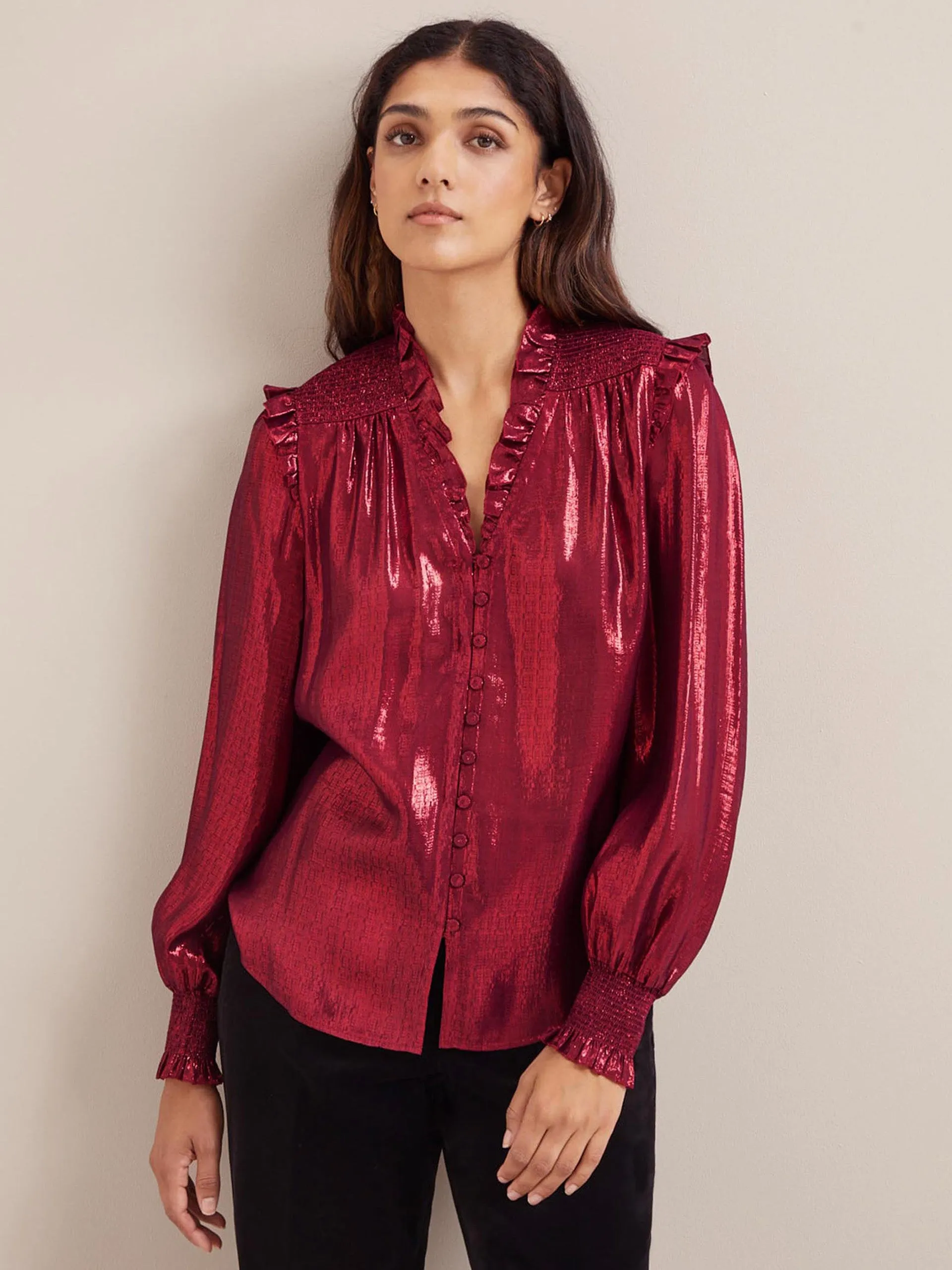 Burgundy Stella silk blend shirt