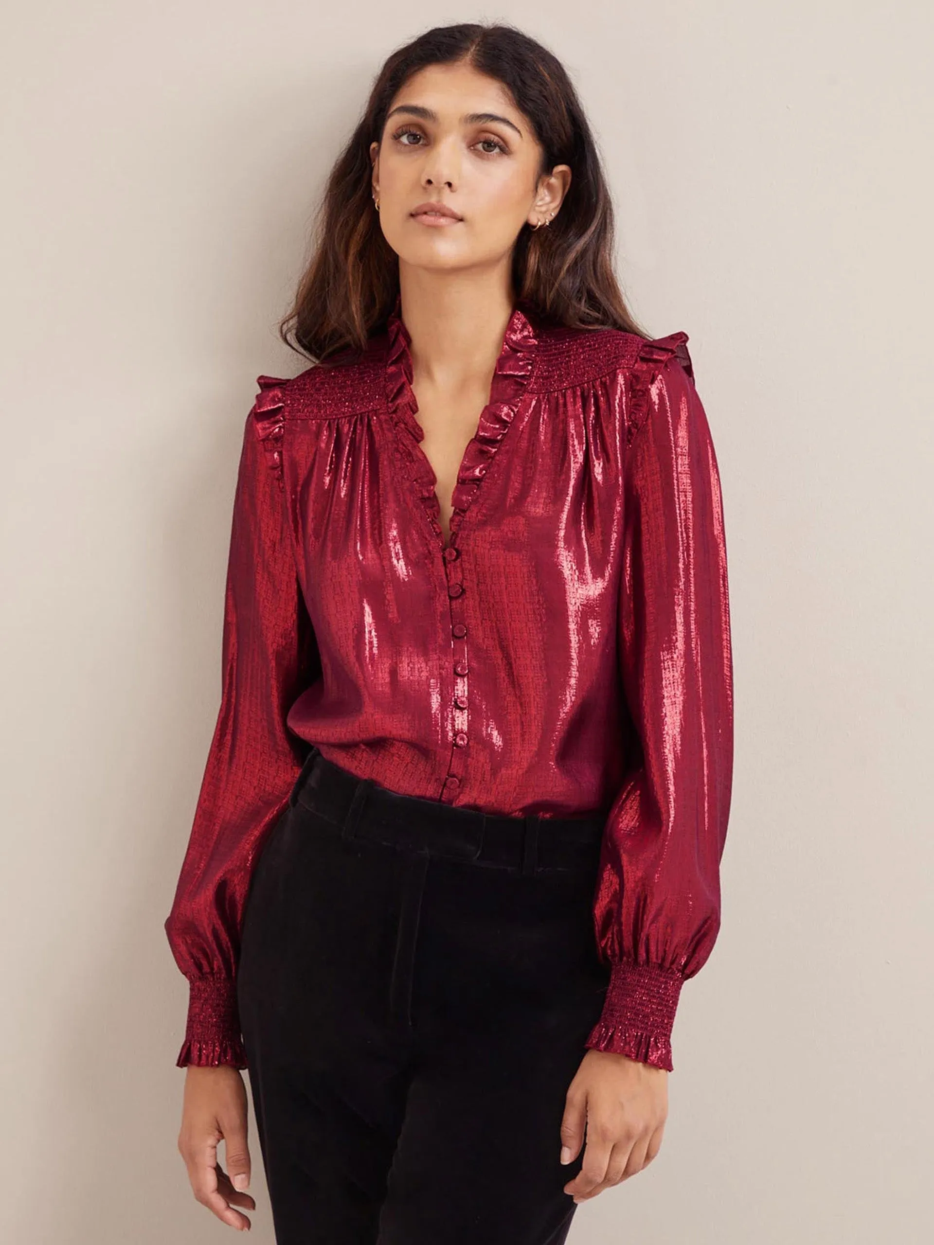 Burgundy Stella silk blend shirt
