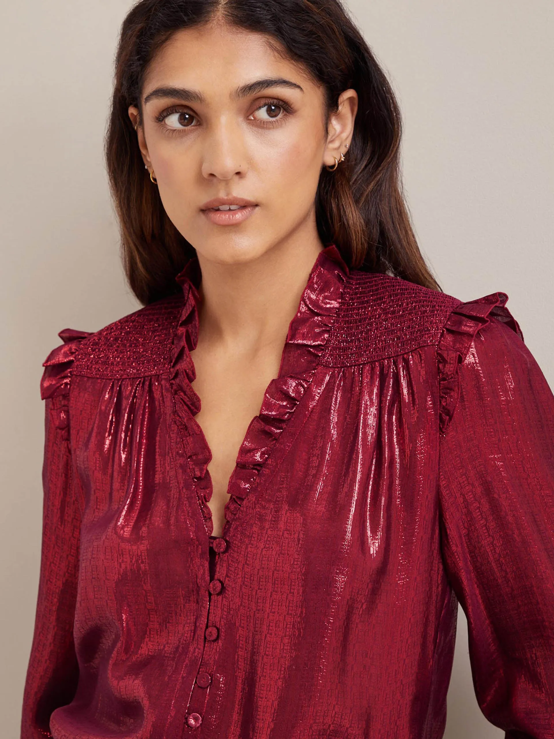Burgundy Stella silk blend shirt