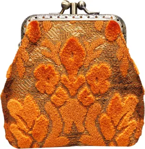 Burnout Velvet Double Kiss Clasp Coin Purse Pouch,Vintage Change Wallet Card Holder