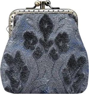 Burnout Velvet Double Kiss Clasp Coin Purse Pouch,Vintage Change Wallet Card Holder