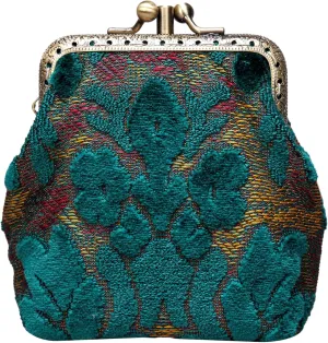 Burnout Velvet Double Kiss Clasp Coin Purse Pouch,Vintage Change Wallet Card Holder