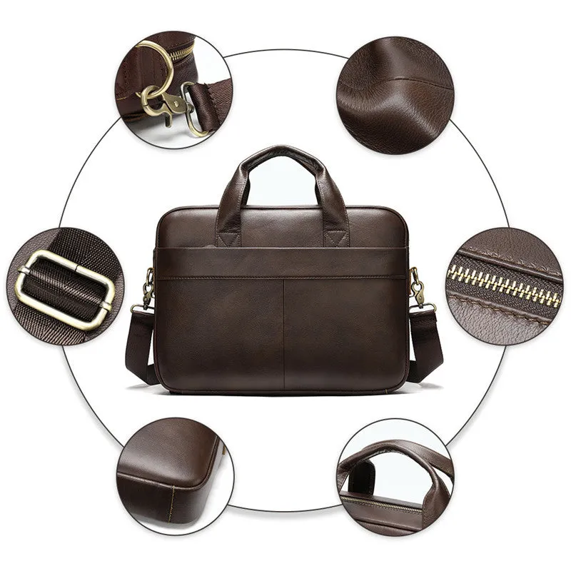 Business First Layer Leather Briefcase Bag
