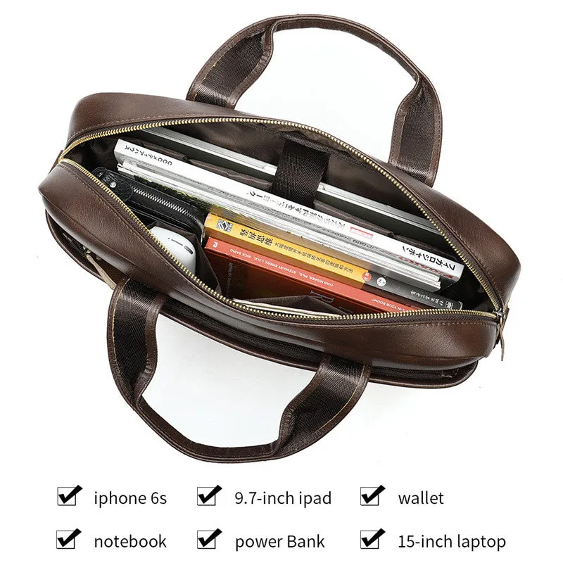 Business First Layer Leather Briefcase Bag