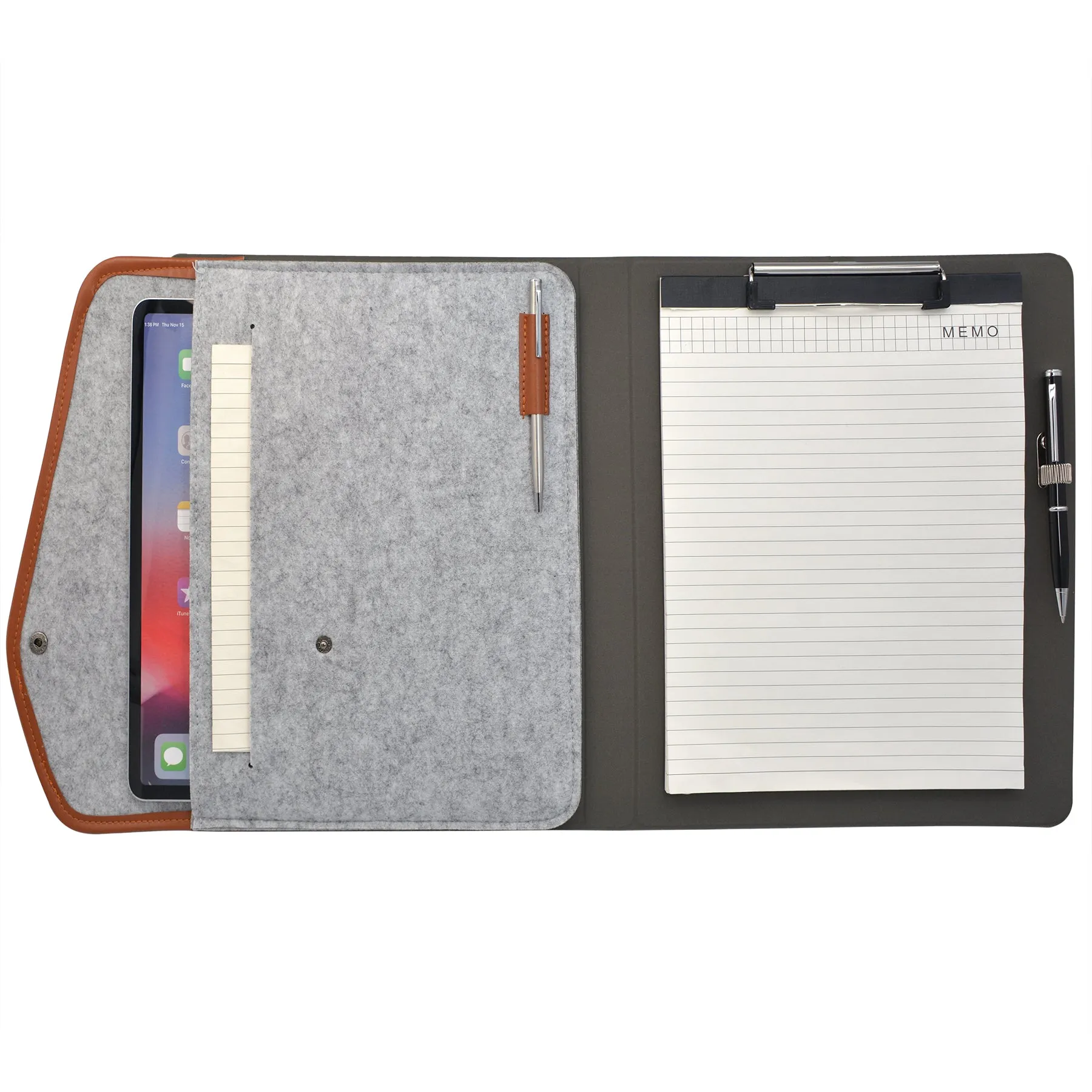 Business Padfolio File Folder,  Snake Texture PU Leather Portfolio Organizer Case with Clipboard and Document Pocket