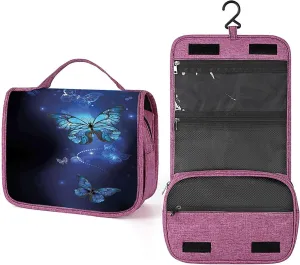 Butterflies,Waterproof Travel Toiletry Hanging Bag,Butterflies Inspiration Animal,Makeup bag,Travel Organizers,Cosmetic Travel-Sized Container,Large Capacity for Women,Dark Blue