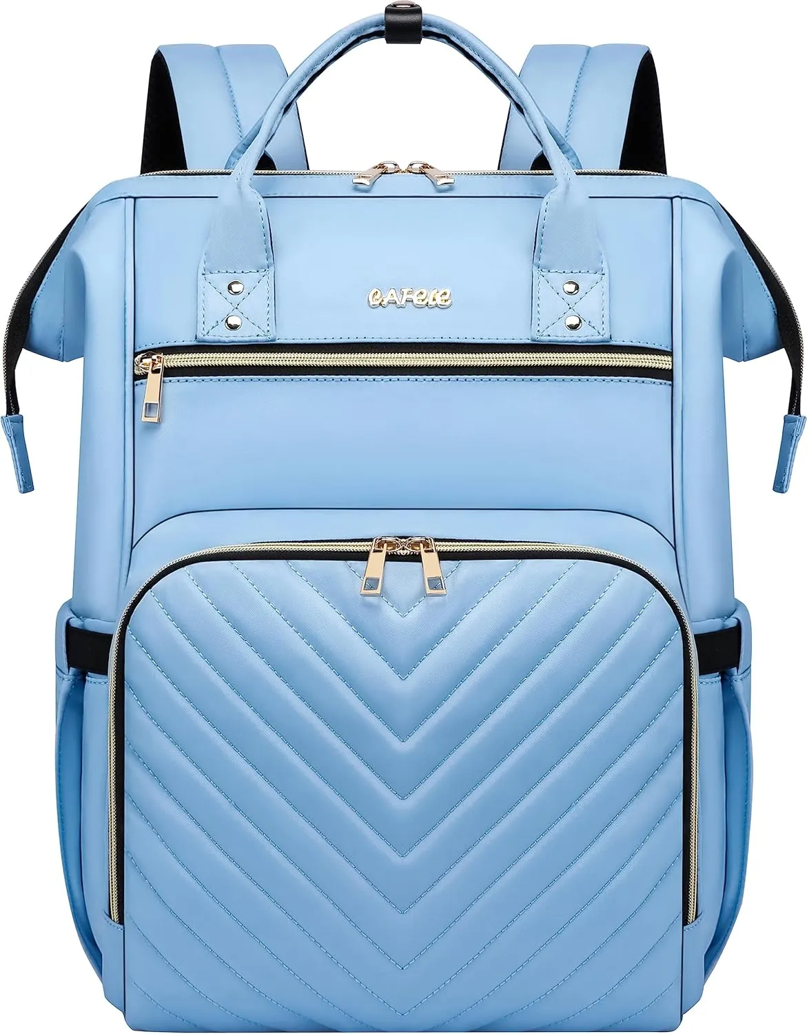 CAFELE Laptop Backpack Purse for Women Men,17 Inch Computer Stylish Backpacks, Teacher Doctor Nurse Daypack for Work,College Bookbag Wide Open Design Light Blue