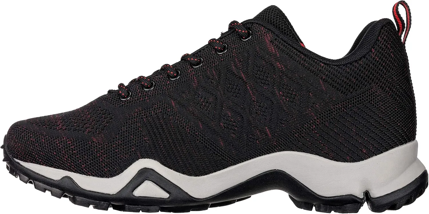 CALTO Men's Invisible Height Increasing Elevator Shoes - Black/Red Super Lightweight Sporty Sneakers - 2.4 Inches Taller - Q103 - Size 11 D(M) US