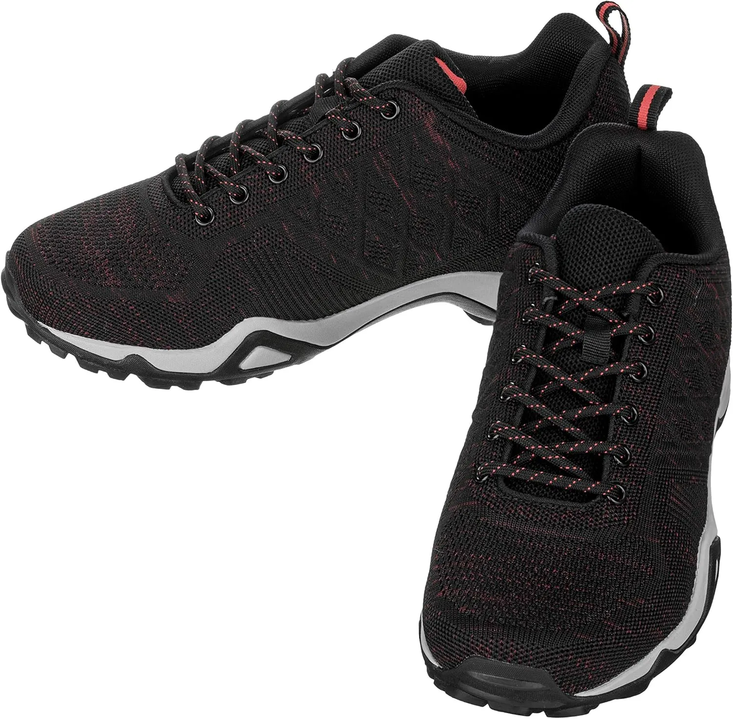 CALTO Men's Invisible Height Increasing Elevator Shoes - Black/Red Super Lightweight Sporty Sneakers - 2.4 Inches Taller - Q103 - Size 11 D(M) US