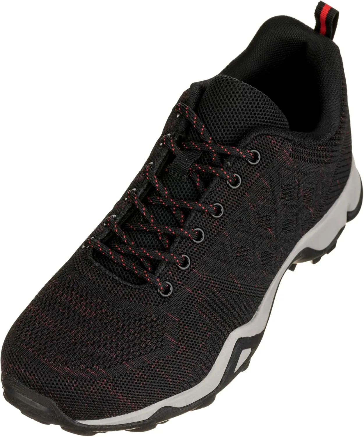 CALTO Men's Invisible Height Increasing Elevator Shoes - Black/Red Super Lightweight Sporty Sneakers - 2.4 Inches Taller - Q103 - Size 11 D(M) US