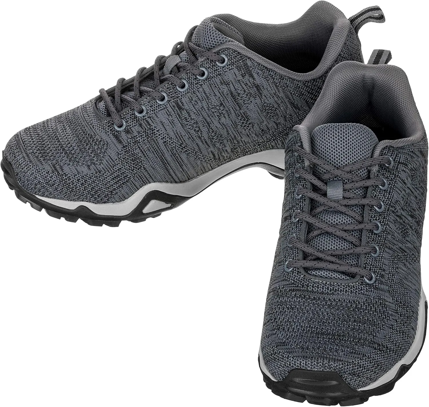 CALTO Men's Invisible Height Increasing Elevator Shoes - Grey Super Lightweight Sporty Sneakers - 2.4 Inches Taller - Q104 - Size 12 D(M) US