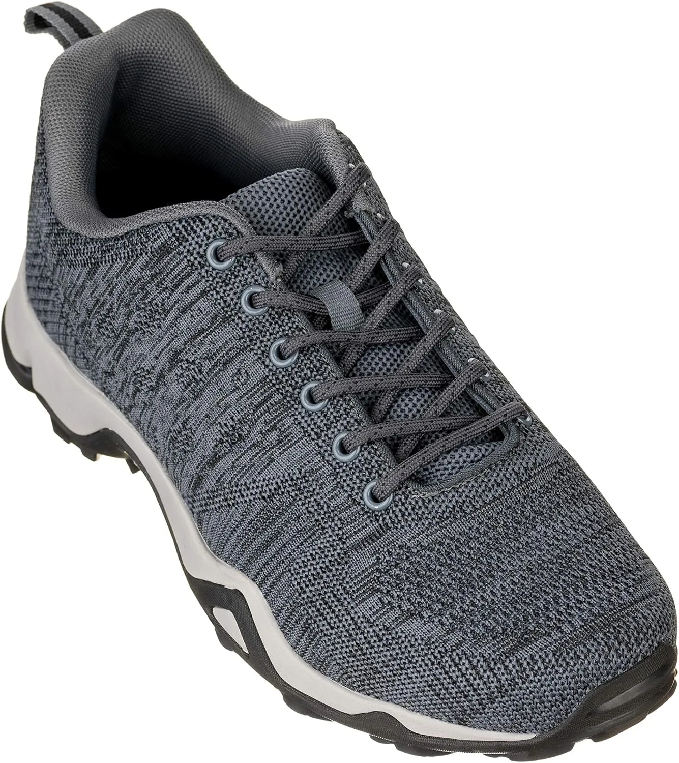 CALTO Men's Invisible Height Increasing Elevator Shoes - Grey Super Lightweight Sporty Sneakers - 2.4 Inches Taller - Q104 - Size 12 D(M) US