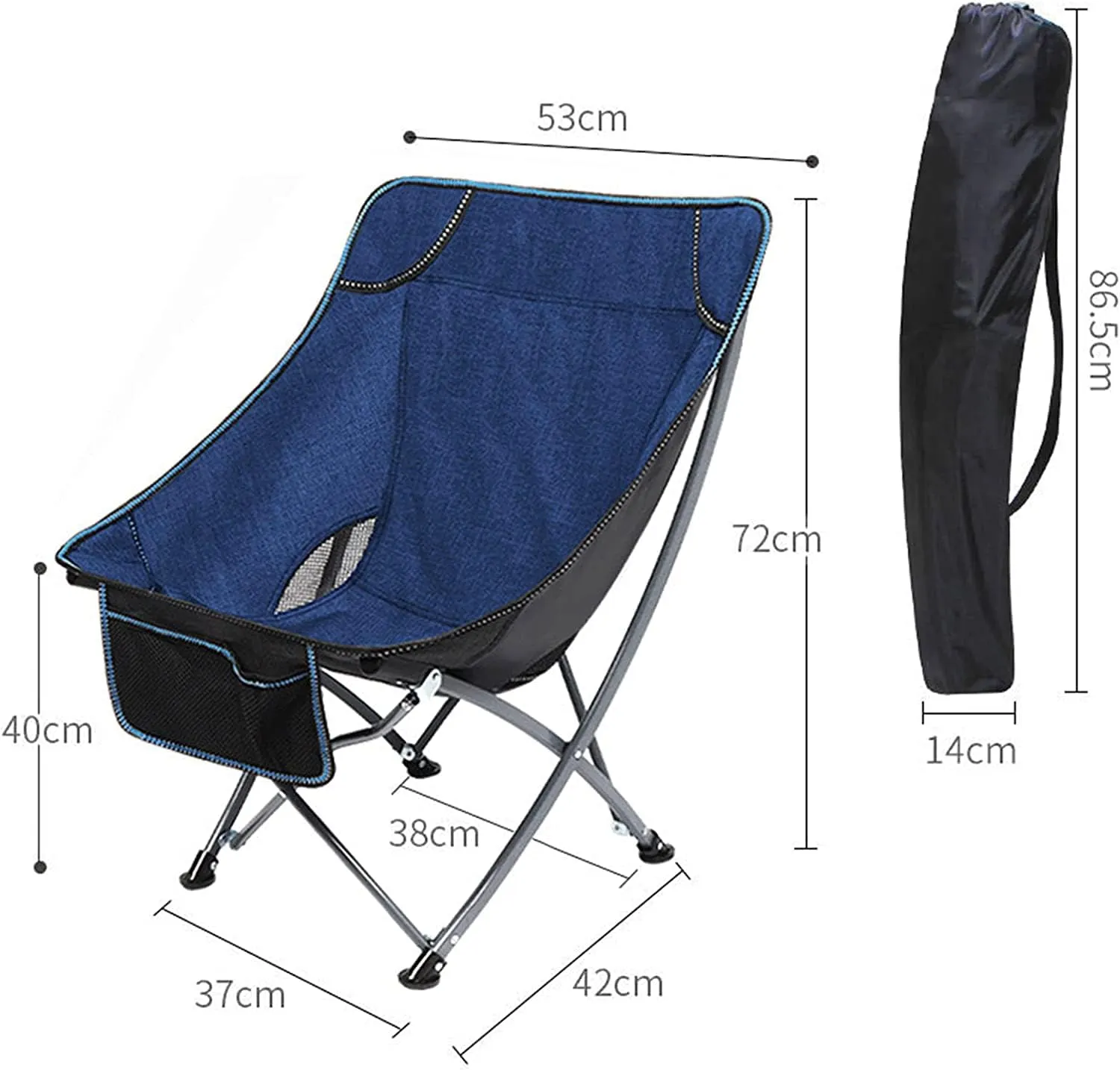 Camping Chair Folding Chair Portable Chair Portable Folding Chair with Mesh Side Pocket Backrest Stool Camping Backpacking Chair for Fishing Beach Travel Picnic Camping Chairs for Adults