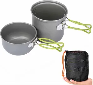 Camping Cookware Pots and Pans Set Nonstick with Mesh Bag Utensil Tableware Camping Equipment forBackpacking Hiking Picnic