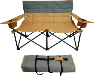 Camping Loveseat - Double Camping Chair | Heavy Duty Two Person Camp Chair | Portable Outdoor Loveseat | Double Seat Folding Camp Chair for Outdoor Fishing, Hiking, Travel, Picnic, Beach, Lawn, Patio