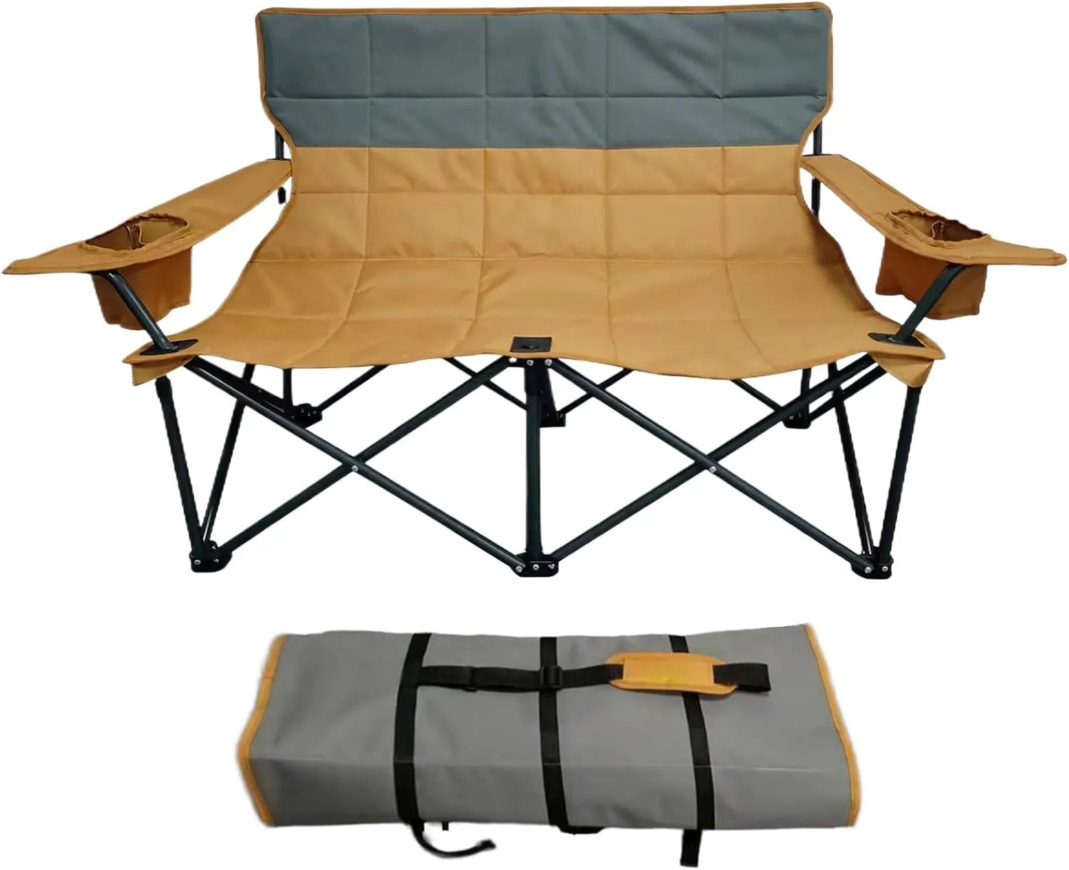 Camping Loveseat - Double Camping Chair | Heavy Duty Two Person Camp Chair | Portable Outdoor Loveseat | Double Seat Folding Camp Chair for Outdoor Fishing, Hiking, Travel, Picnic, Beach, Lawn, Patio