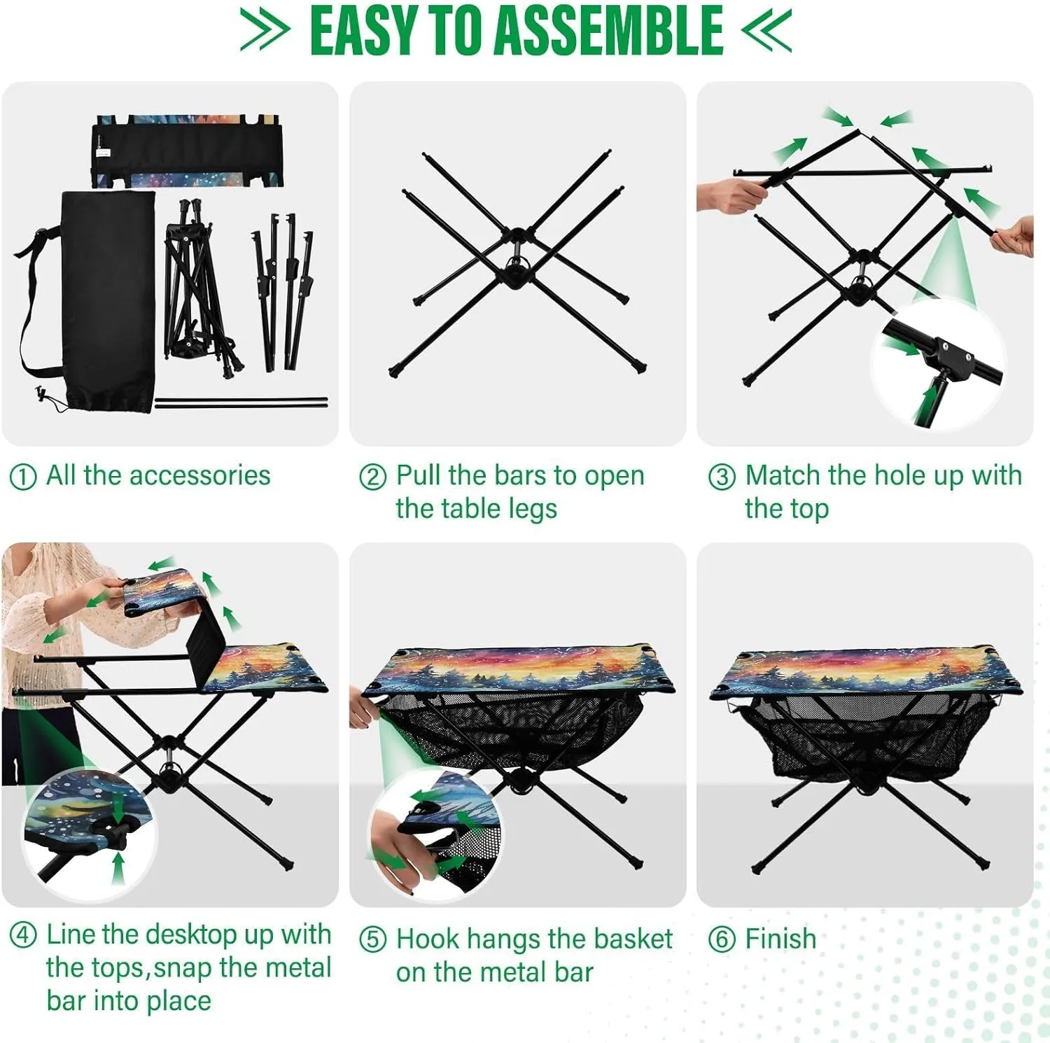 Camping Table Folding Camp Table Camping Tables with Carry Mesh Bag Portable Outdoor Table for Travel Picnic Beach Party BBQ 23.6x15.7inches Colorful Pine Trees