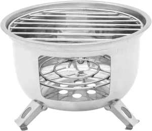 Camping Wood Stove Outdoor Mini Pocket Stove Round Stainless Steel Wood Burning Stove Convenient Storage (Color : Silver, Size : One Size) (Silver One Size)