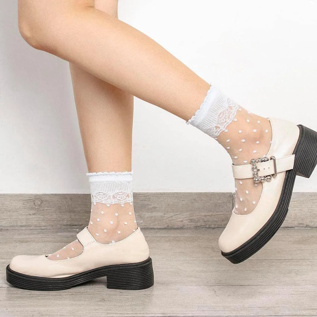 Campsis Women Sheer Sock Cute See Through Socks Ultrathin Transparent Mesh Socks Summer Daily for Women(Pack of 4)