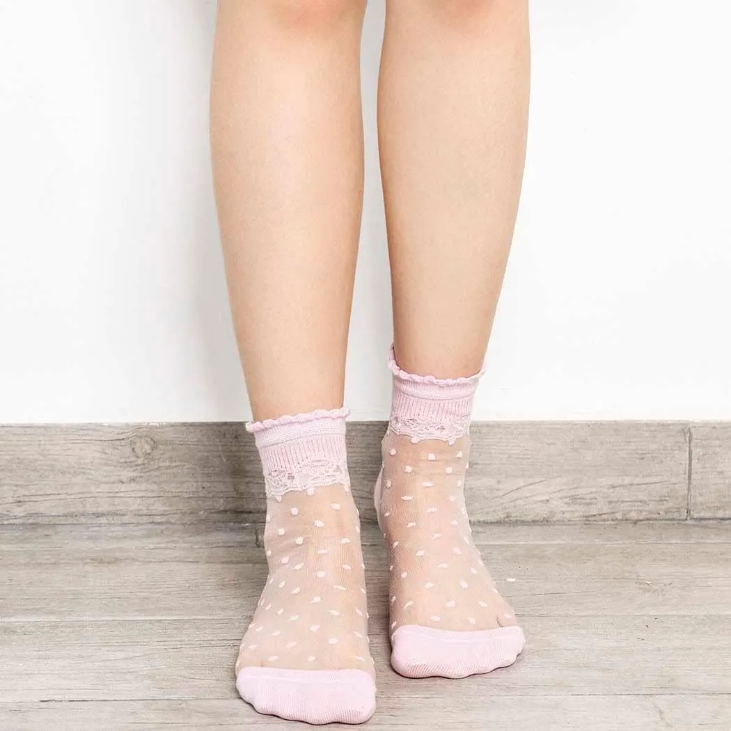 Campsis Women Sheer Sock Cute See Through Socks Ultrathin Transparent Mesh Socks Summer Daily for Women(Pack of 4)