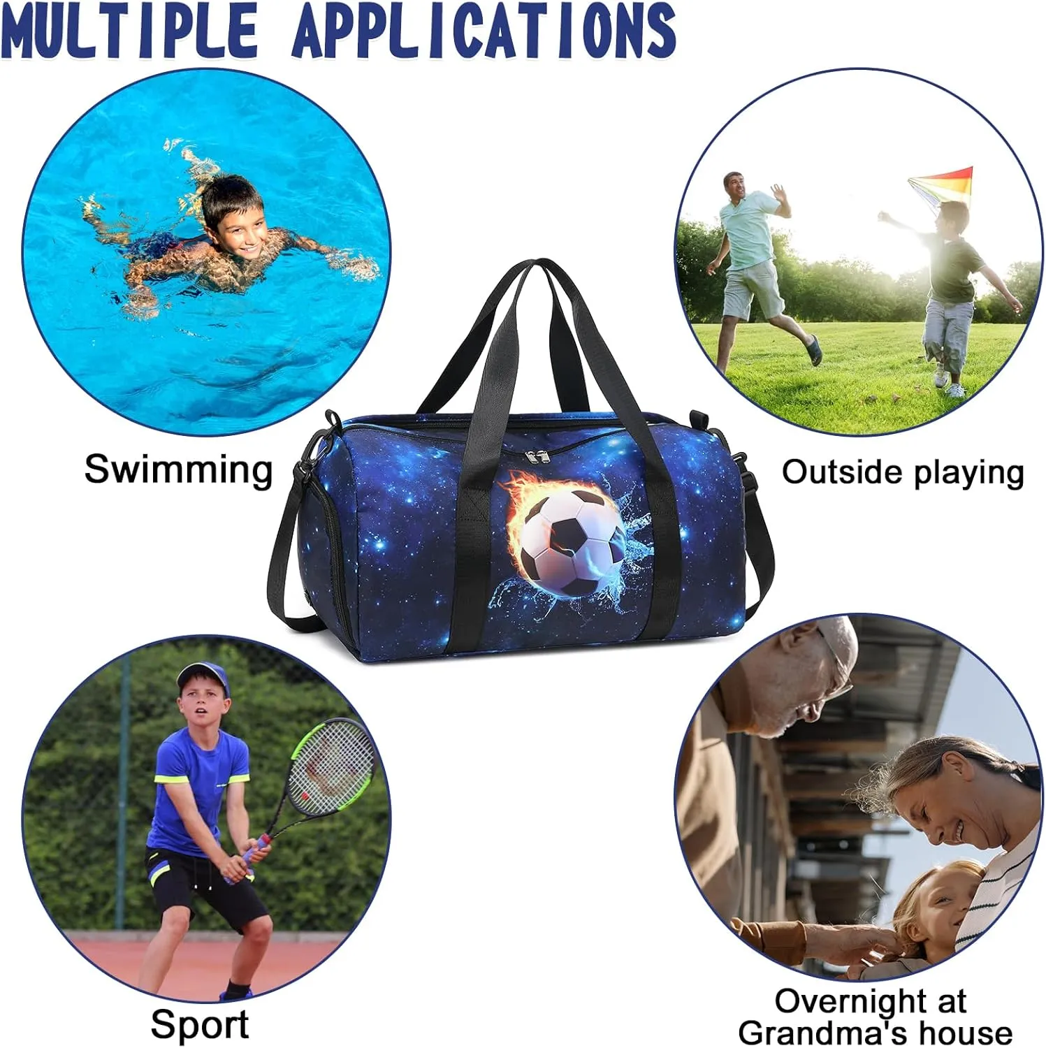CAMTOP Kids Duffel Bag Overnight Bag for Boys Small Soccer Duffle bag Carry-On Tote for Sport Travel Gym
