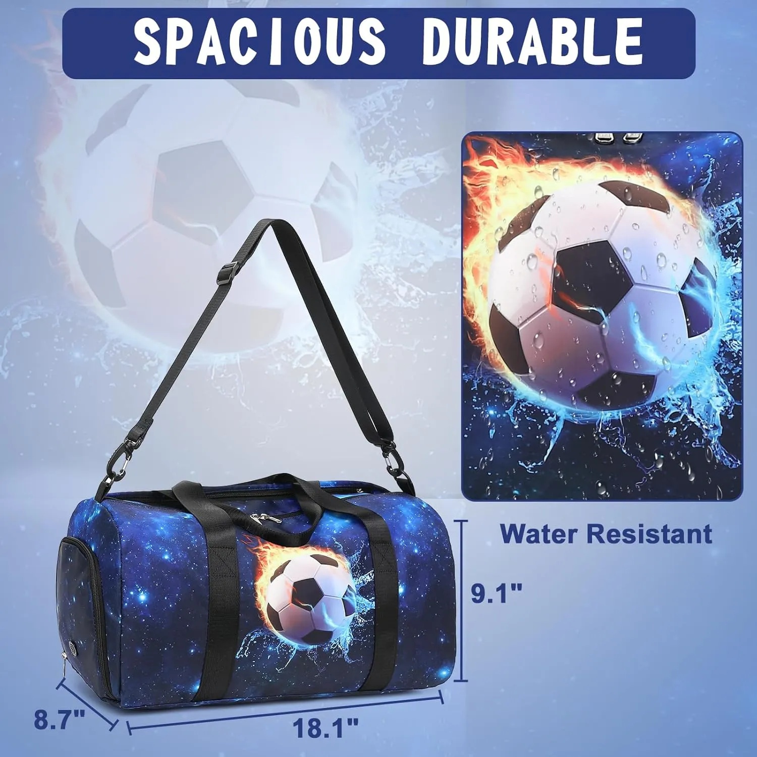 CAMTOP Kids Duffel Bag Overnight Bag for Boys Small Soccer Duffle bag Carry-On Tote for Sport Travel Gym