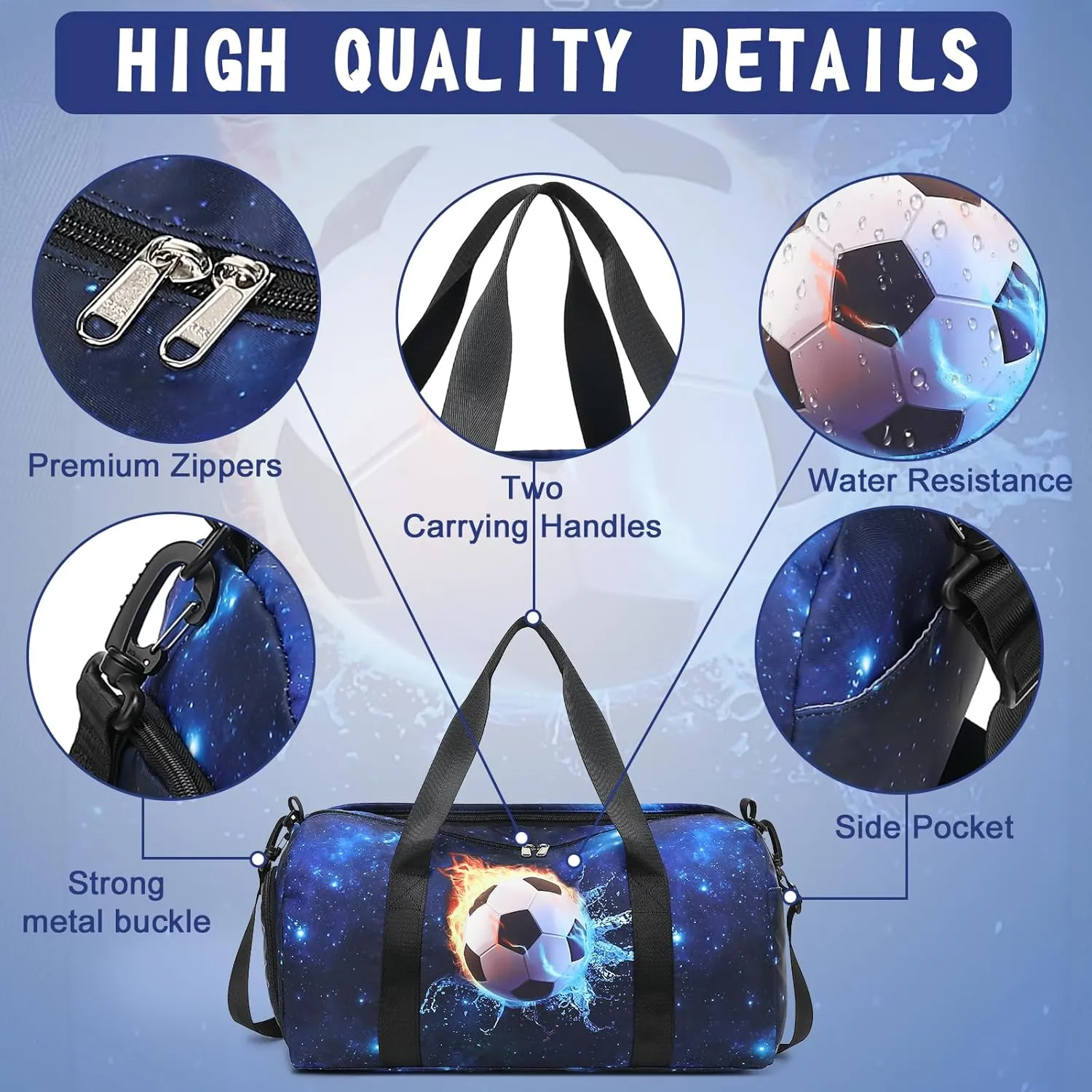CAMTOP Kids Duffel Bag Overnight Bag for Boys Small Soccer Duffle bag Carry-On Tote for Sport Travel Gym
