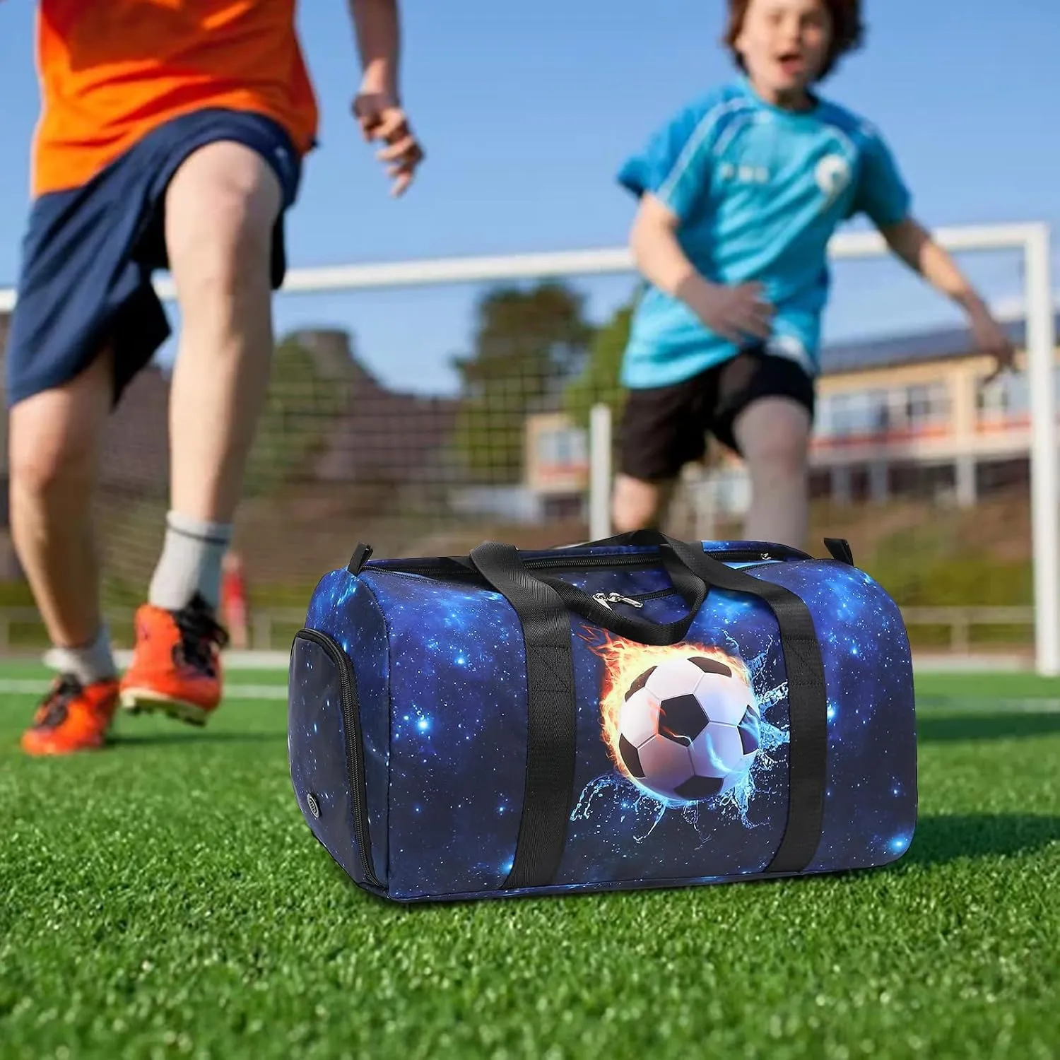 CAMTOP Kids Duffel Bag Overnight Bag for Boys Small Soccer Duffle bag Carry-On Tote for Sport Travel Gym
