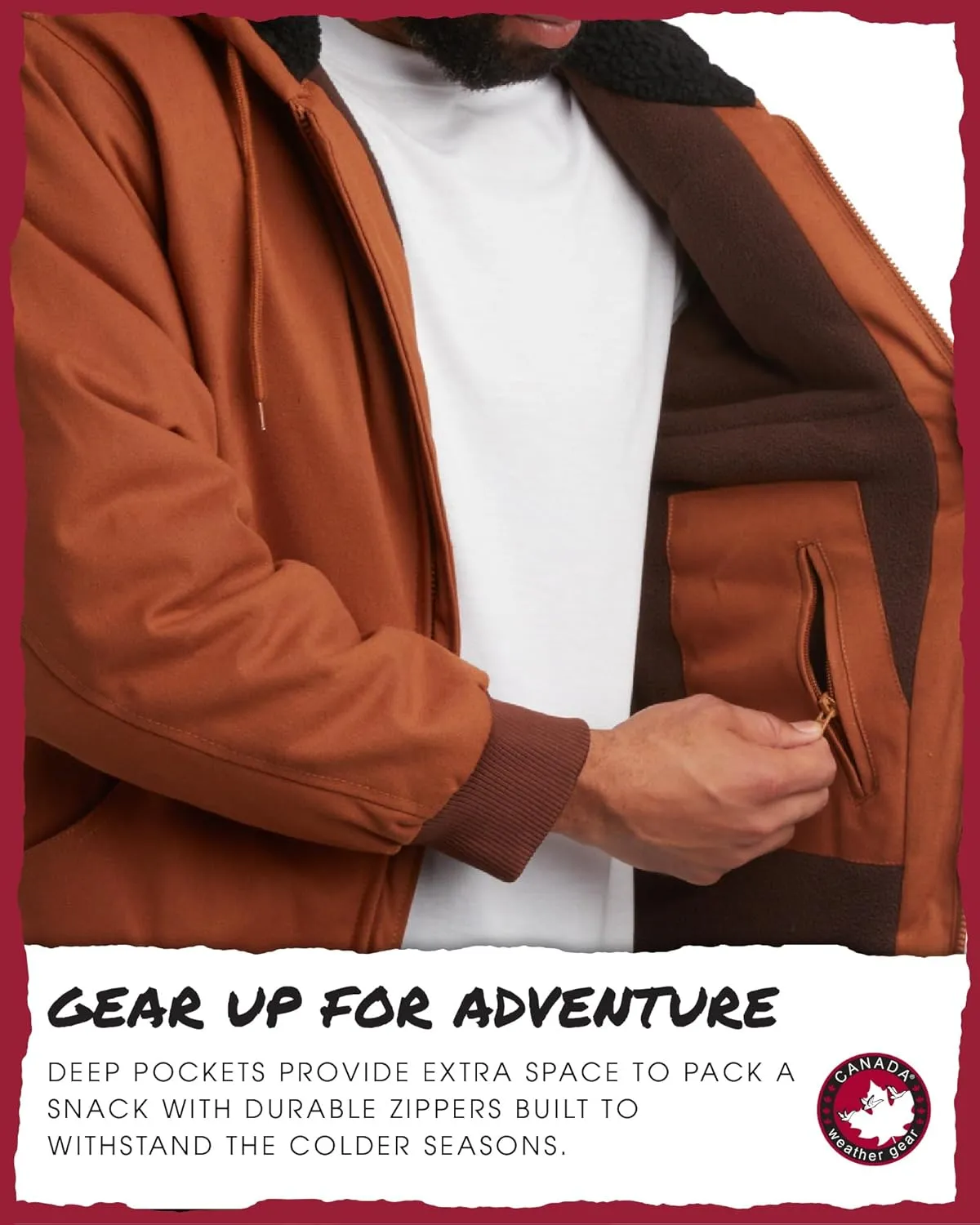 CANADA WEATHER GEAR Men's Bomber Workwear Jacket - Durable Duck Canvas Safety Outerwear with Sherpa Lining (Sizes: S-XXL)