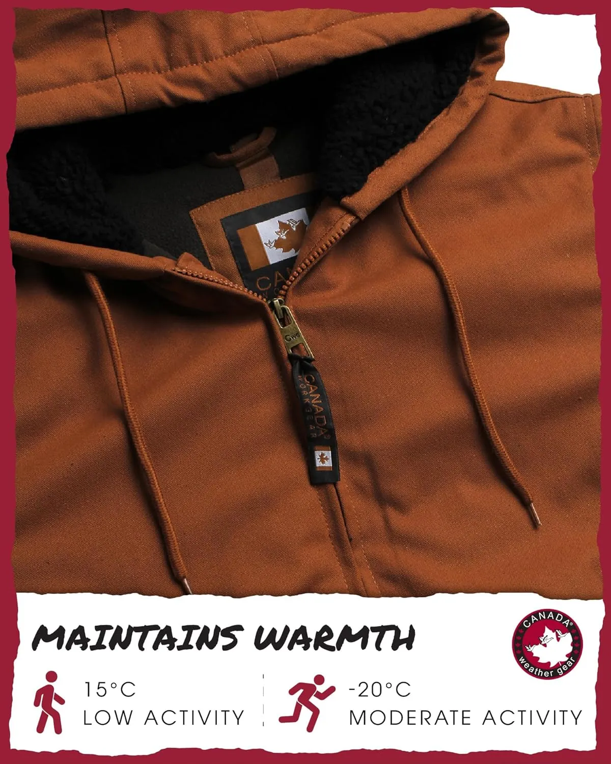 CANADA WEATHER GEAR Men's Bomber Workwear Jacket - Durable Duck Canvas Safety Outerwear with Sherpa Lining (Sizes: S-XXL)